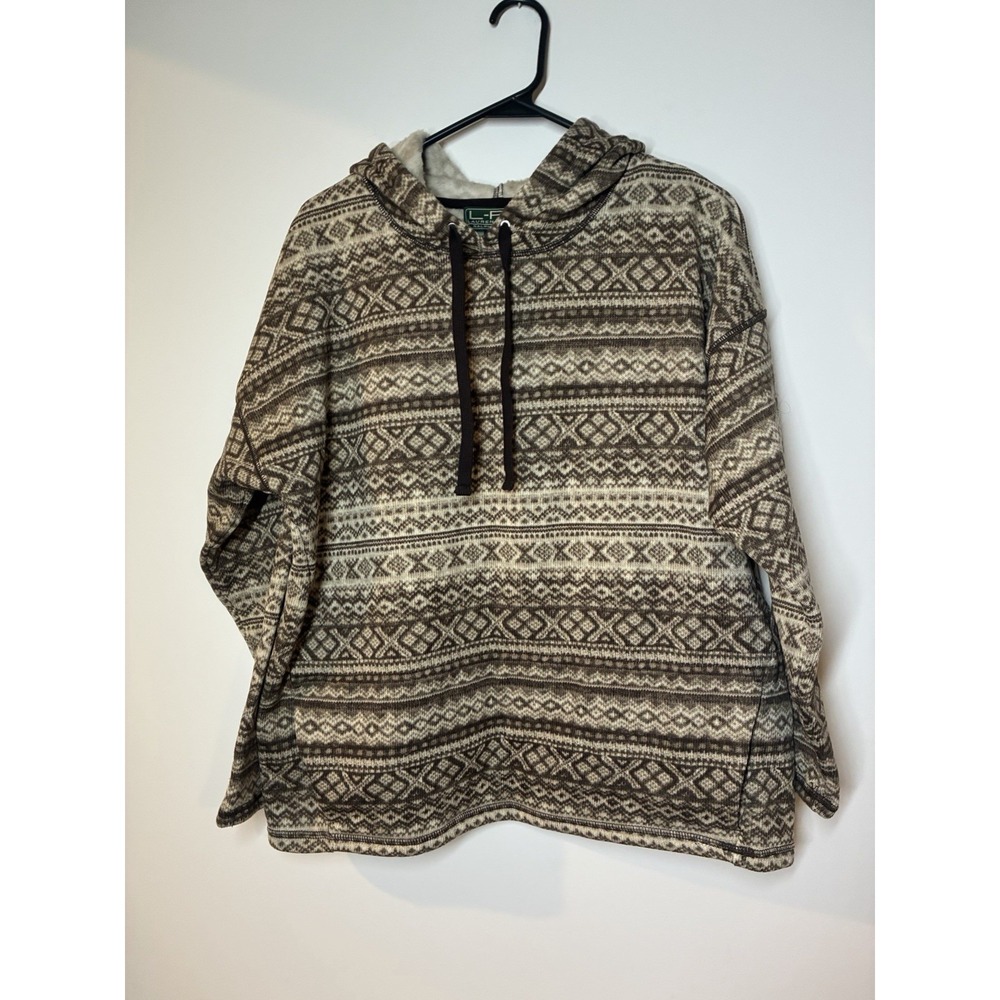 Lauren‎ Ralph Lauren Active Fair Isle Fleece Hoodie Brown Cream Plus Size 1X
